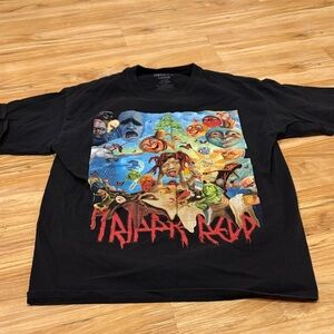 Black Graphic T-Shirt with Colorful Print